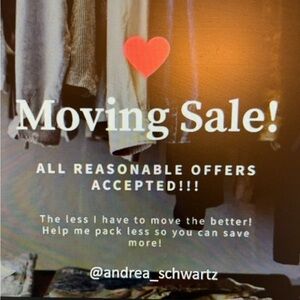 Stylish Women's and men’s apparel.  Make offers moving sale great items